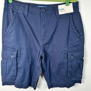 Arizona Jean Co. Flex Classic Fit Mens Cargo Shorts Size 32 Blue Cotton Blend